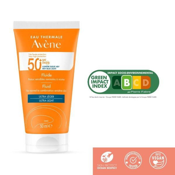 avene very high protection SPF 50+  sunscreen fluid for normal to combination sensitive skin sunscreen