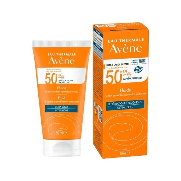 avene very high protection SPF 50+  sunscreen fluid for normal to combination sensitive skin sunscreen