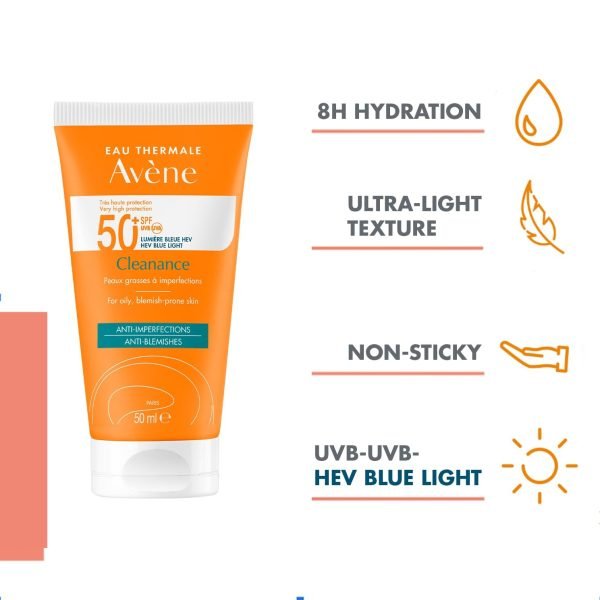 avene very high protection sunscreen SPF 50+ cleanance for oily   blemish prone skin anti acne